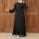 Zahara Retro Polka Dot Maxi Dress – Modest Ruffle Hem Muslim Fashion