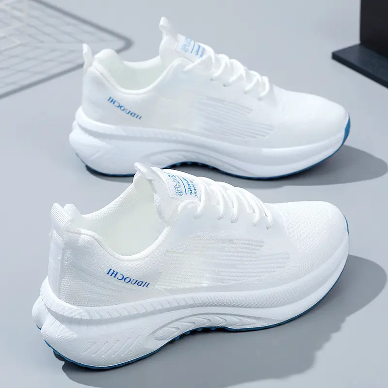 Women's new 2025 spring and autumn thick-soled high-flying woven shoes white shoes lightweight running women's shoes foreign trade wholesale