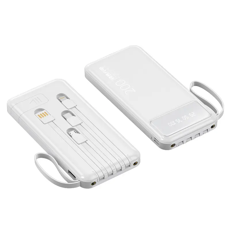 Shared power bank with built-in cable 20000 mAh large capacity portable mobile power  customization-factory price