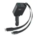 Car charger with cable  charger super fast charging car cigarette lighter mobile phone charger with retractable cable
